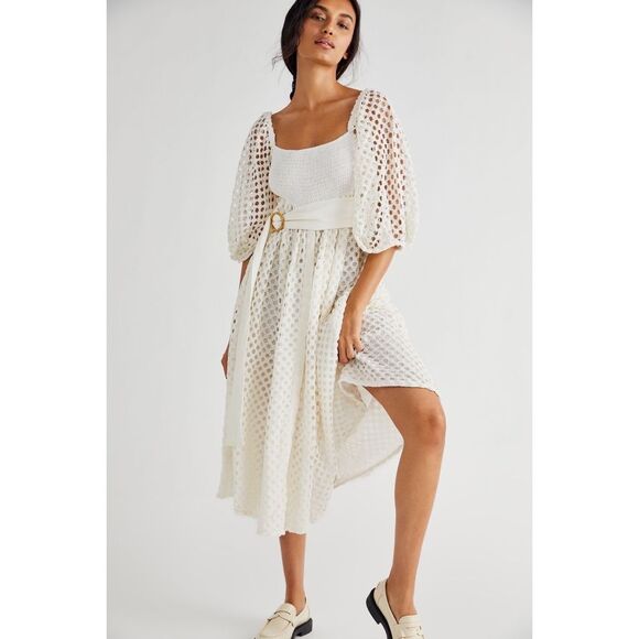 Free People x Place Nationale Azuretti Crochet Midi Dress $472 Medium